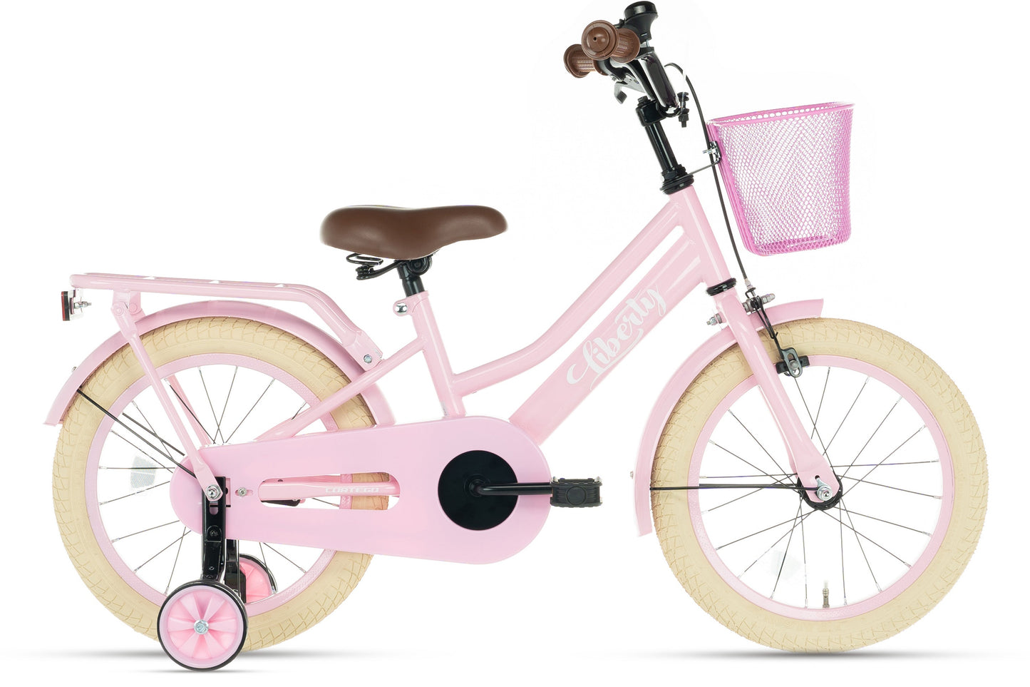 Liberty meisjesfiets Roze 12 inch + mand