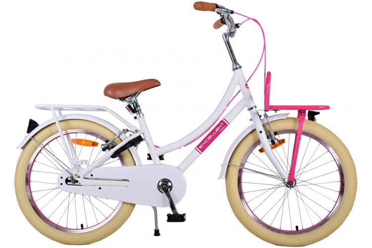 Volare Excellent Meisjesfiets Wit 20 Inch - Twee handremmen