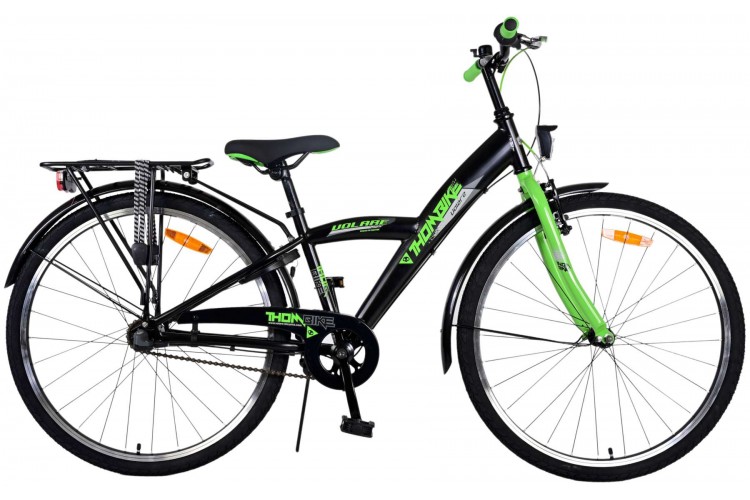 Volare Thombike Jongensfiets Zwart Groen 26 Inch - 3 versnellingen