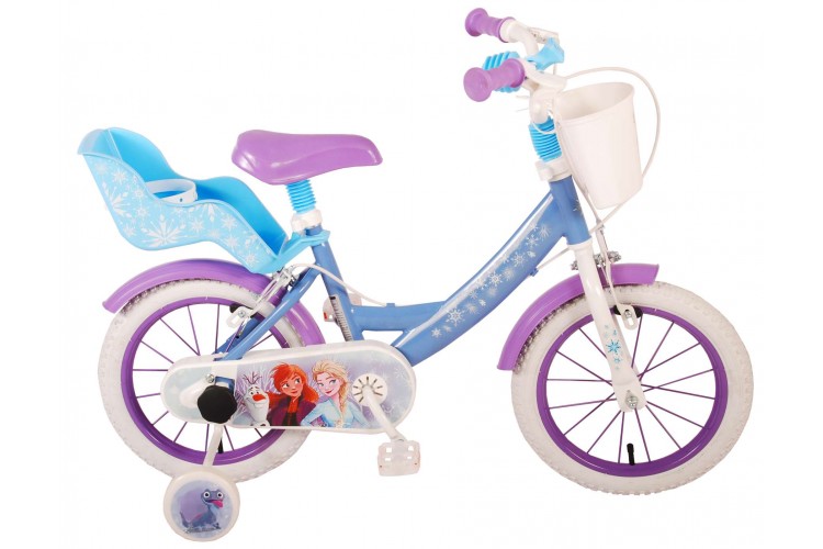 Disney Frozen 2 Meisjesfiets 14 Inch Blauw Paars Twee Handremmen
