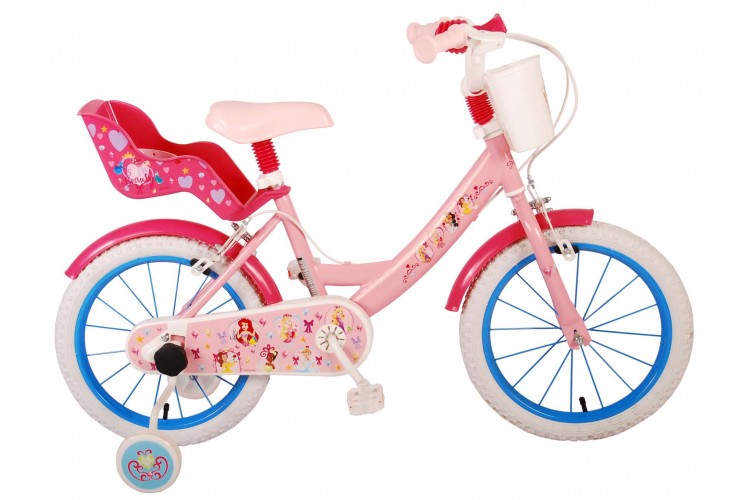 Disney Princess Meisjesfiets 16 Inch Roze Blauw Twee Handremmen