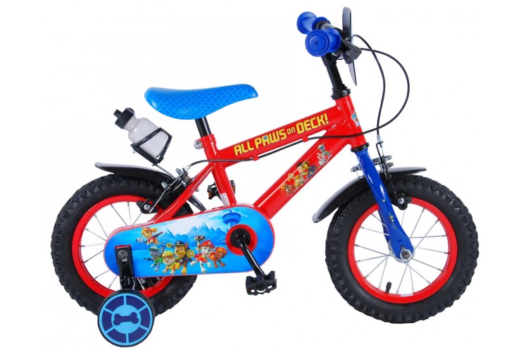 Paw Patrol Jongensfiets 12 inch Blauw Rood Twee Handremmen