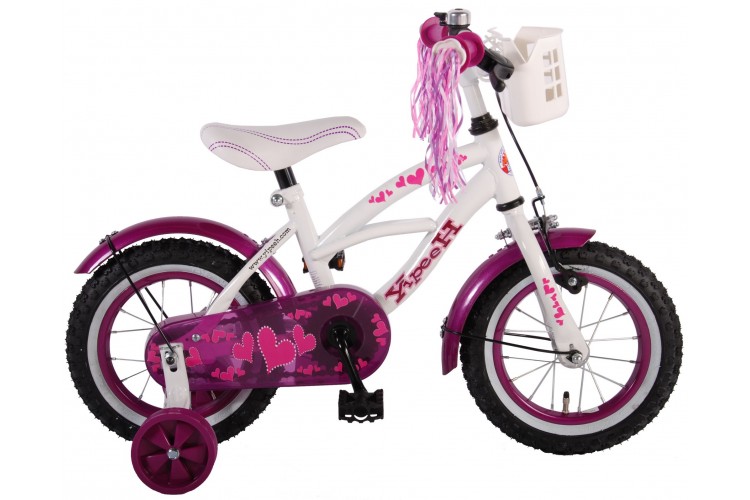 Volare Heart Cruiser Meisjesfiets 12 inch Wit-Paars
