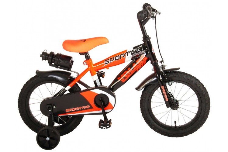 Volare Sportivo Jongensfiets Zwart Oranje 14 Inch