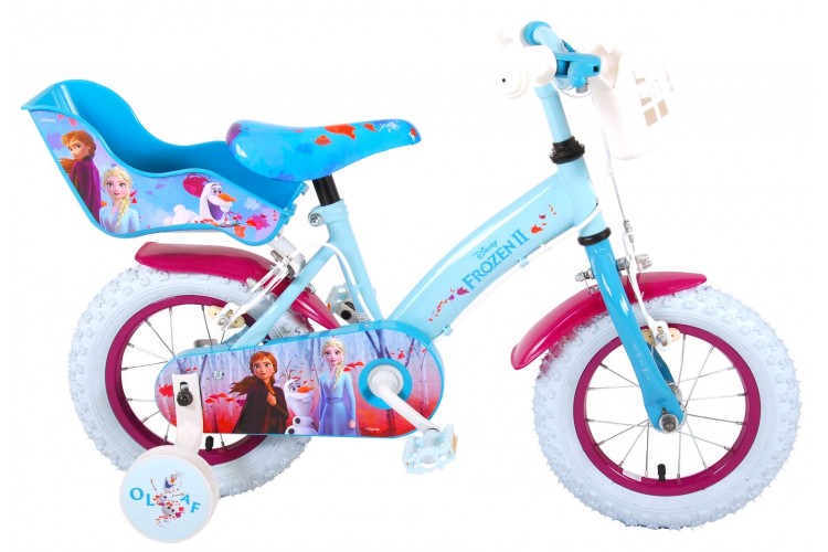 Disney Frozen Meisjesfiets 12 inch Blauw-Paars Twee Handremmen