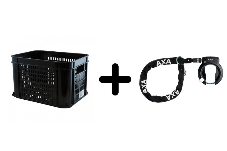 COMBIDEAL -  Fietskrat + AXA Defender + Insteekketting