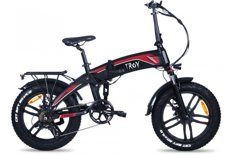 Troy All Road Elektrische Vouwfiets D7 20 inch Zwart Rood