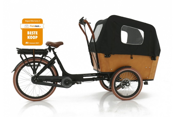 Vogue Carry 3 Elektrische Bakfiets N7 Zwart Bruin