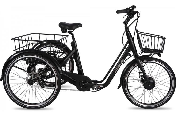 Vogue Tri-Velo 7D elektrische driewieler Mat Zwart