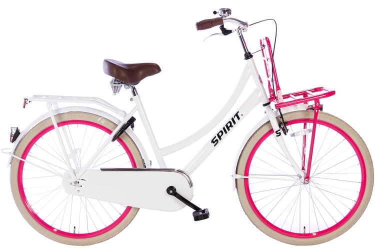 Spirit Cargo Meisjesfiets Wit-Roze 26 inch