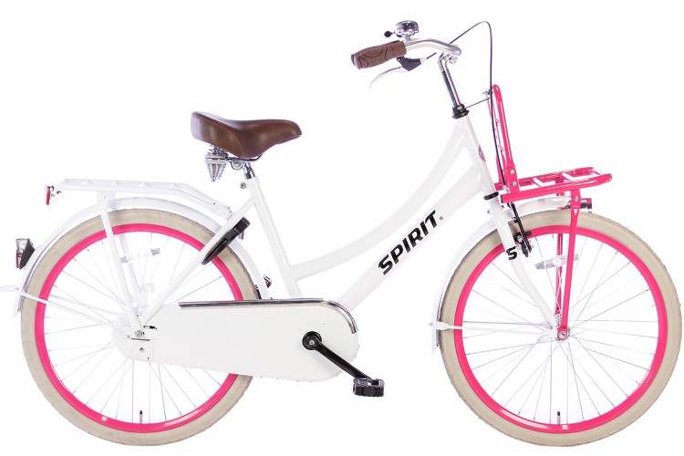 Spirit Cargo Meisjesfiets Wit-Roze 24 inch
