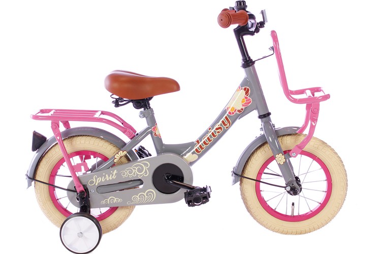 Spirit Daisy Meisjesfiets Grijs-Roze 12 Inch