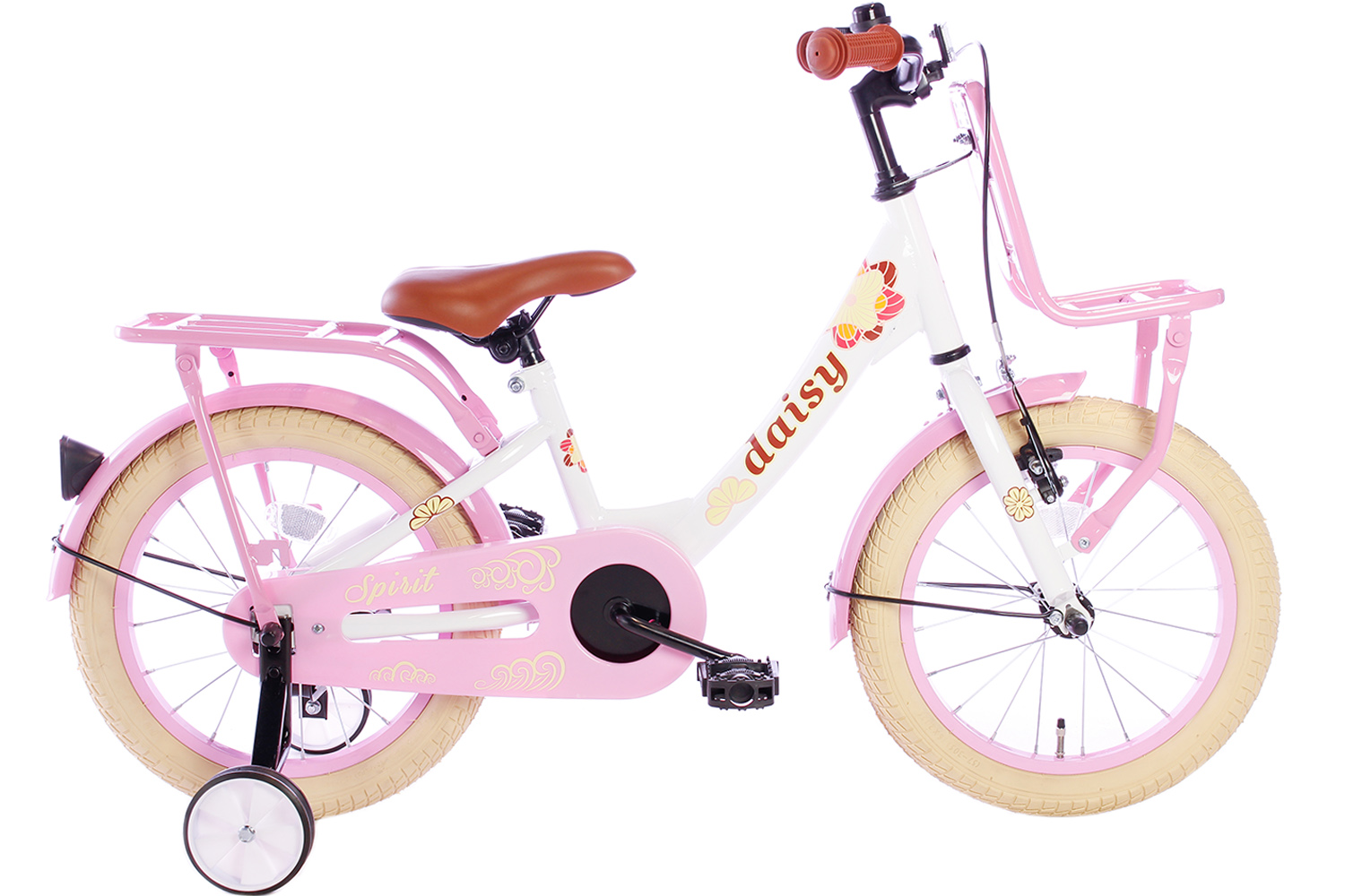 Vaak gesproken kleuring condensor Spirit Daisy Wit-Roze 16 Inch - Meisjesfiets | City-Bikes.nl