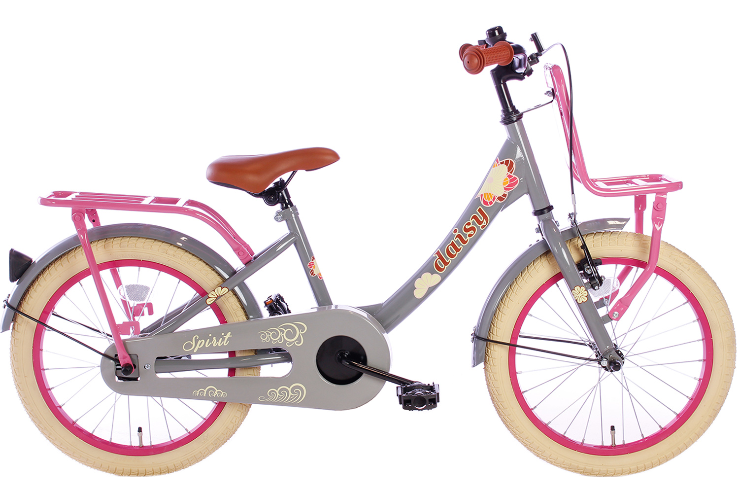 varkensvlees Kinderdag stroomkring Spirit Daisy Grijs-Roze 18 Inch - Meisjesfiets | City-Bikes.nl