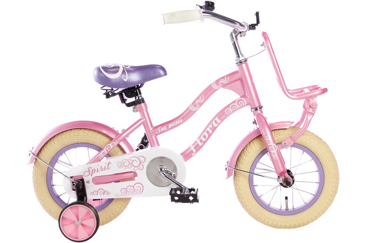 Spirit Flora Meisjesfiets Roze-Paars 12 inch 
