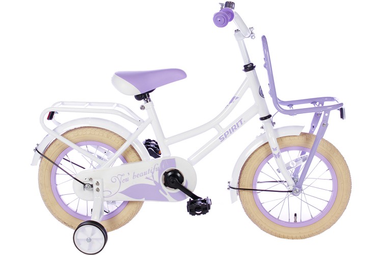 Spirit Meisjesfiets Wit-Paars 12 inch