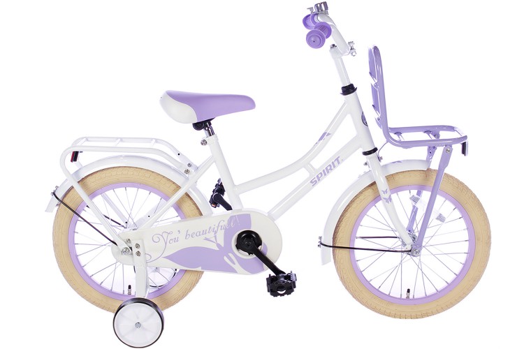 Spirit Meisjesfiets Wit-Paars 16 inch