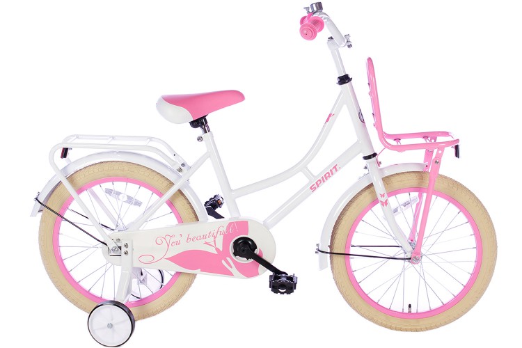 Spirit Meisjesfiets Wit-Roze 18 inch