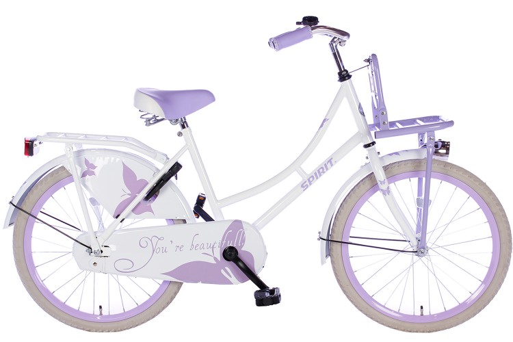 Spirit Omafiets Wit-Paars Meisjesfiets 22 inch