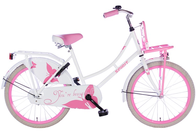 Spirit Omafiets Wit-Roze Meisjesfiets 22 inch