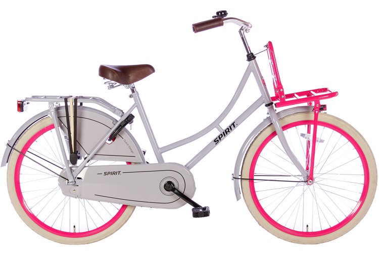 Spirit Omafiets Grijs-Roze Meisjesfiets 24 inch