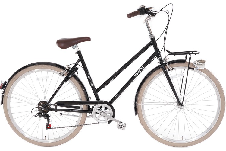 Spirit Retro Damesfiets Zwart 6 versnellingen