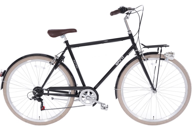 Spirit Retro Herenfiets Zwart 6 versnellingen