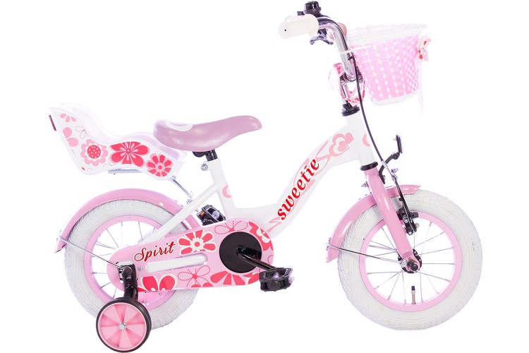 Spirit Sweetie Meisjesfiets Wit-Roze 12 inch