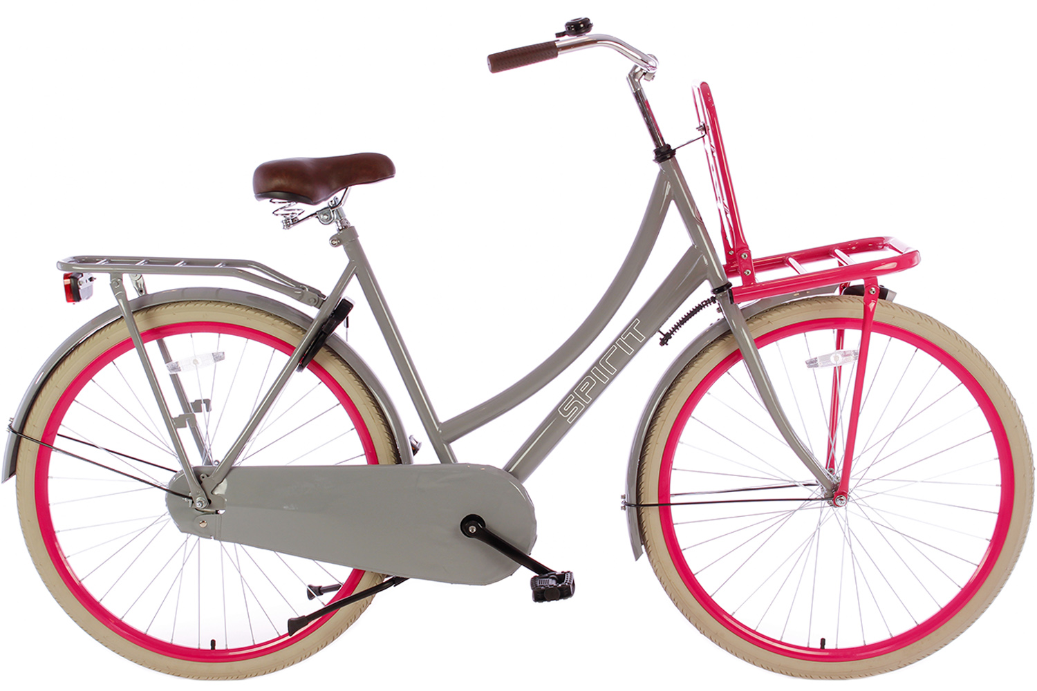 taart Londen Zichzelf Spirit Transportfiets Grijs-Roze | &euro; 199,- | City-Bikes.nl